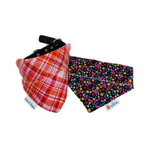 Red and Pink Spring Plaid Dog Bandana - Handmade Pet Accessory