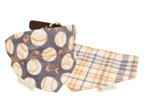 Reversible Astros-Inspired Girly Dog Bandana - Hearts & Baseballs