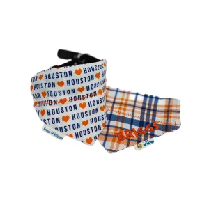 Reversible Houston Dog Bandana - range Heart & Blue Houston Design