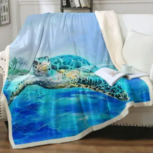 Sea Turtle Life Soft Sherpa Blanket