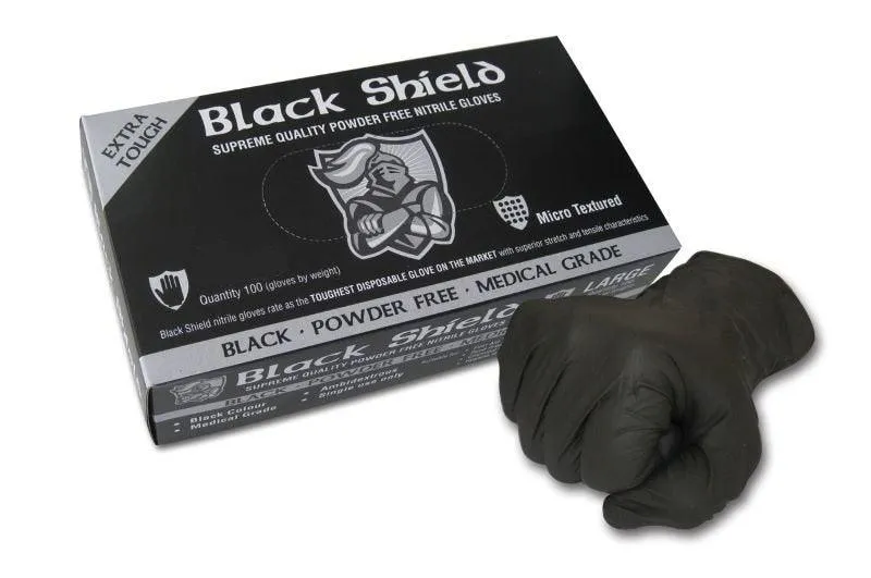 SML BLACK SHIELD NITRILE GLOVES