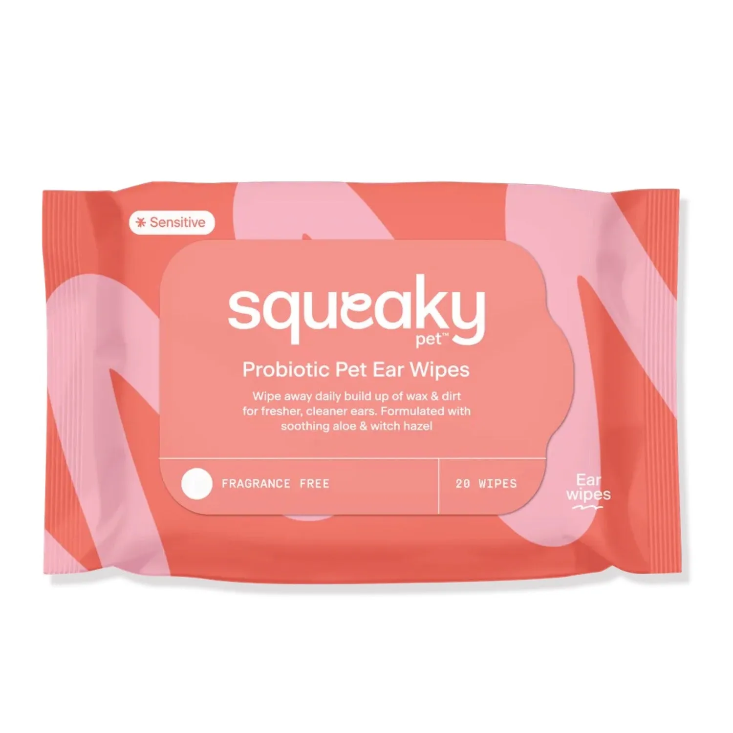 Squeaky Pet Probiotic Fragrance Free Sensitive Pet Ear Wipes 20pk