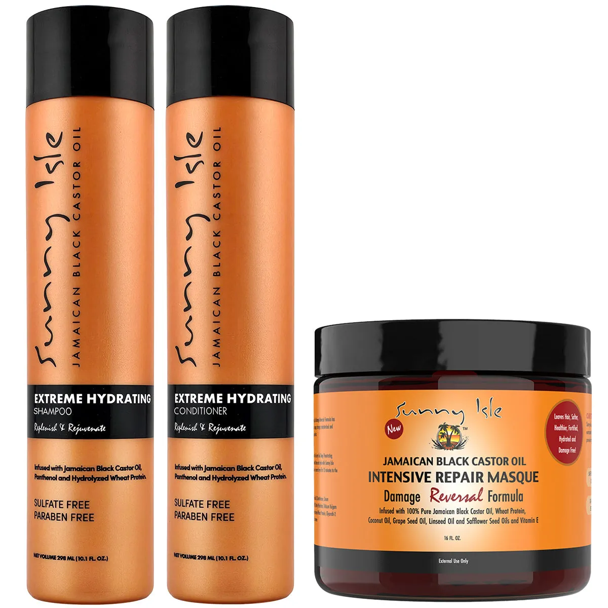 Sunny Isle Intensive Repair Masque with Extreme Hydrating Shampoo and Conditioner Kit