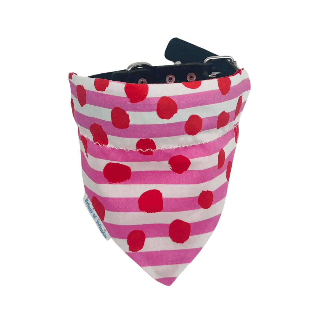 Sweetheart Stripes Valentine's Day Dog bandana - Pink & Red