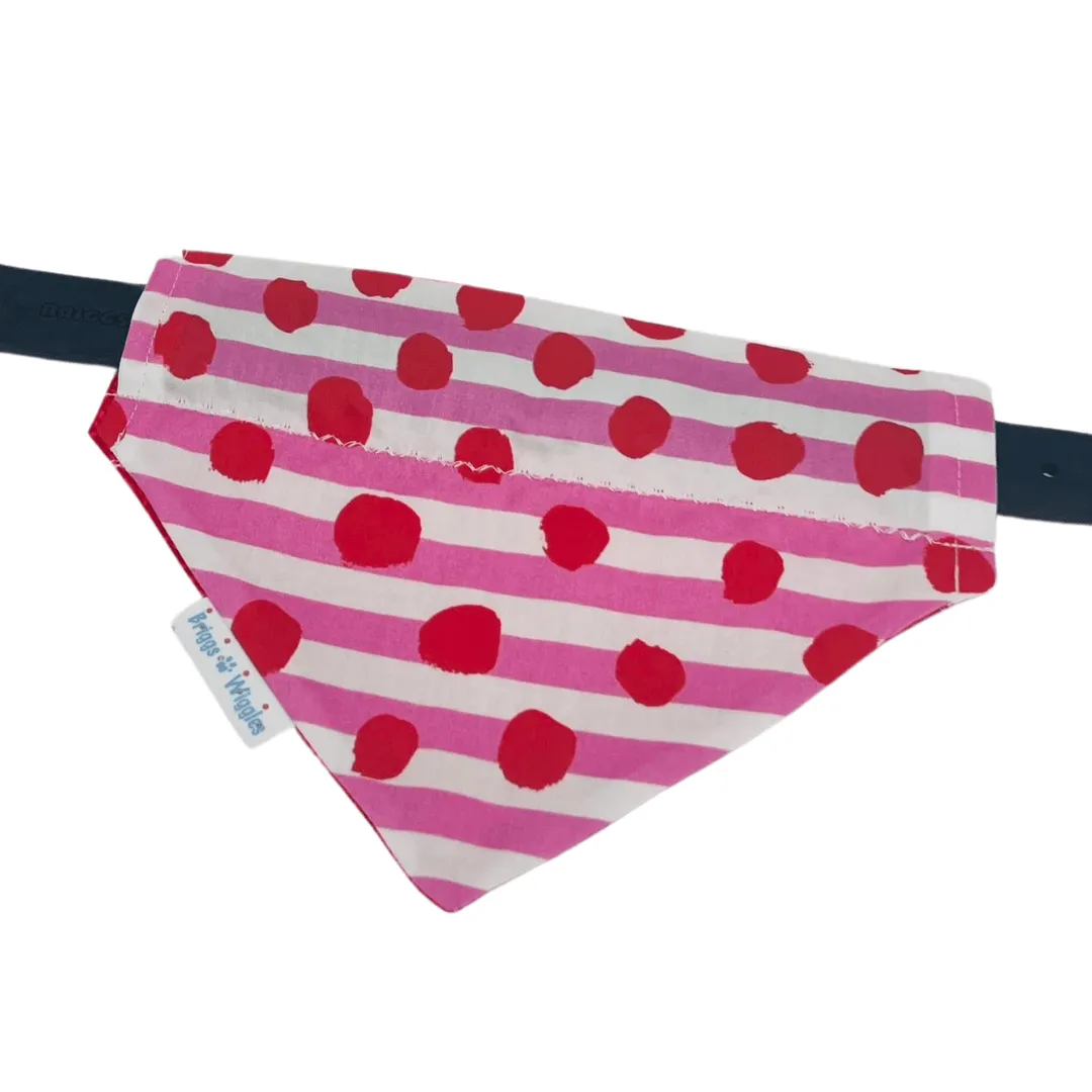 Sweetheart Stripes Valentine's Day Dog bandana - Pink & Red