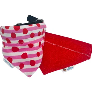 Sweetheart Stripes Valentine's Day Dog bandana - Pink & Red