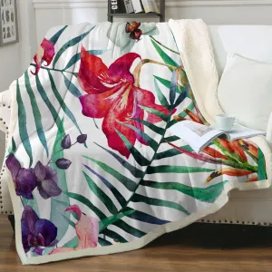 Tropical Floral Soft Sherpa Blanket