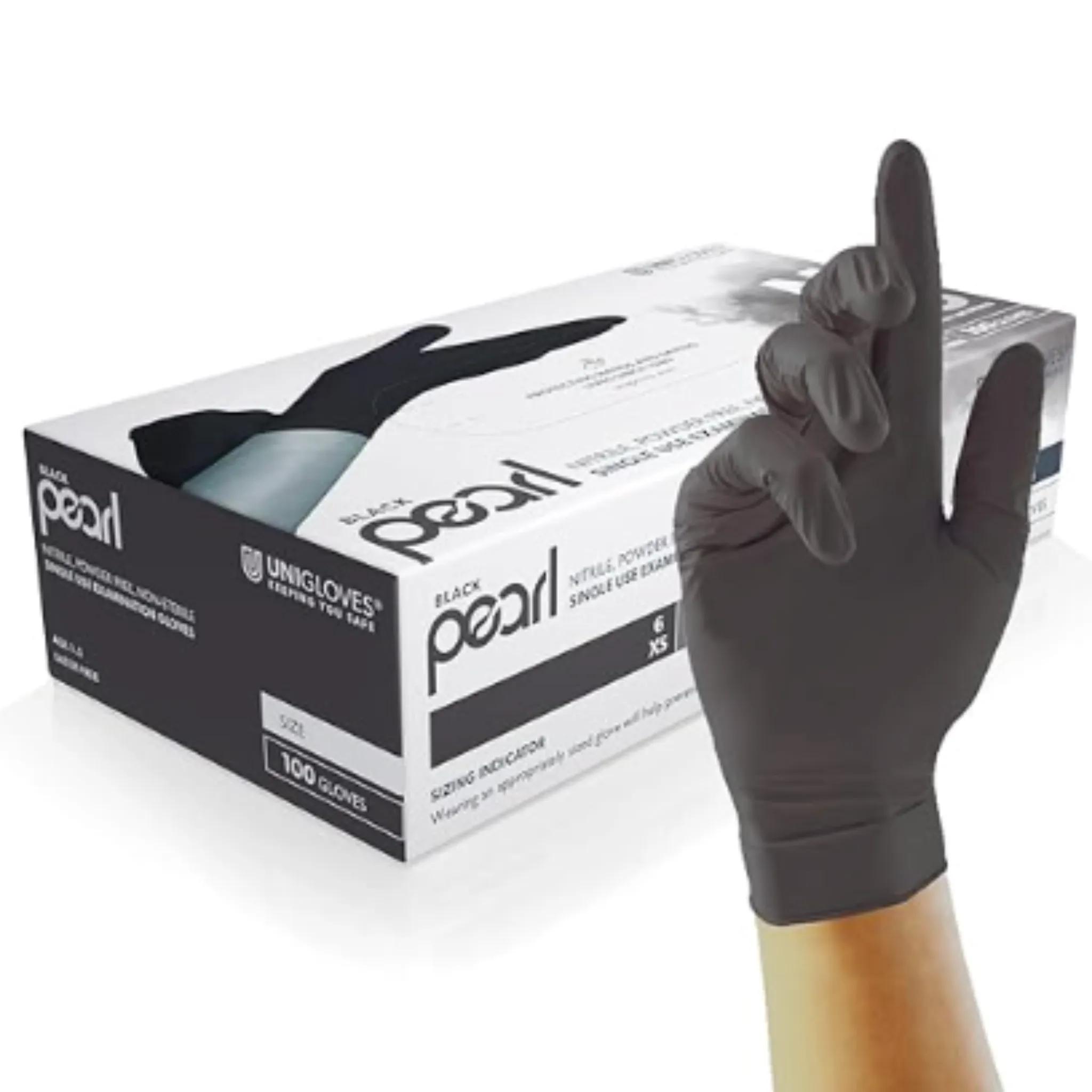 Unigloves Black Pearl Nitrile Examination Gloves GP003 (Case of 10 Boxes)